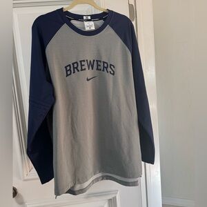 Milwaukee Brewers Nike Baseball Dri-FIT Shirt - Gray and Navy